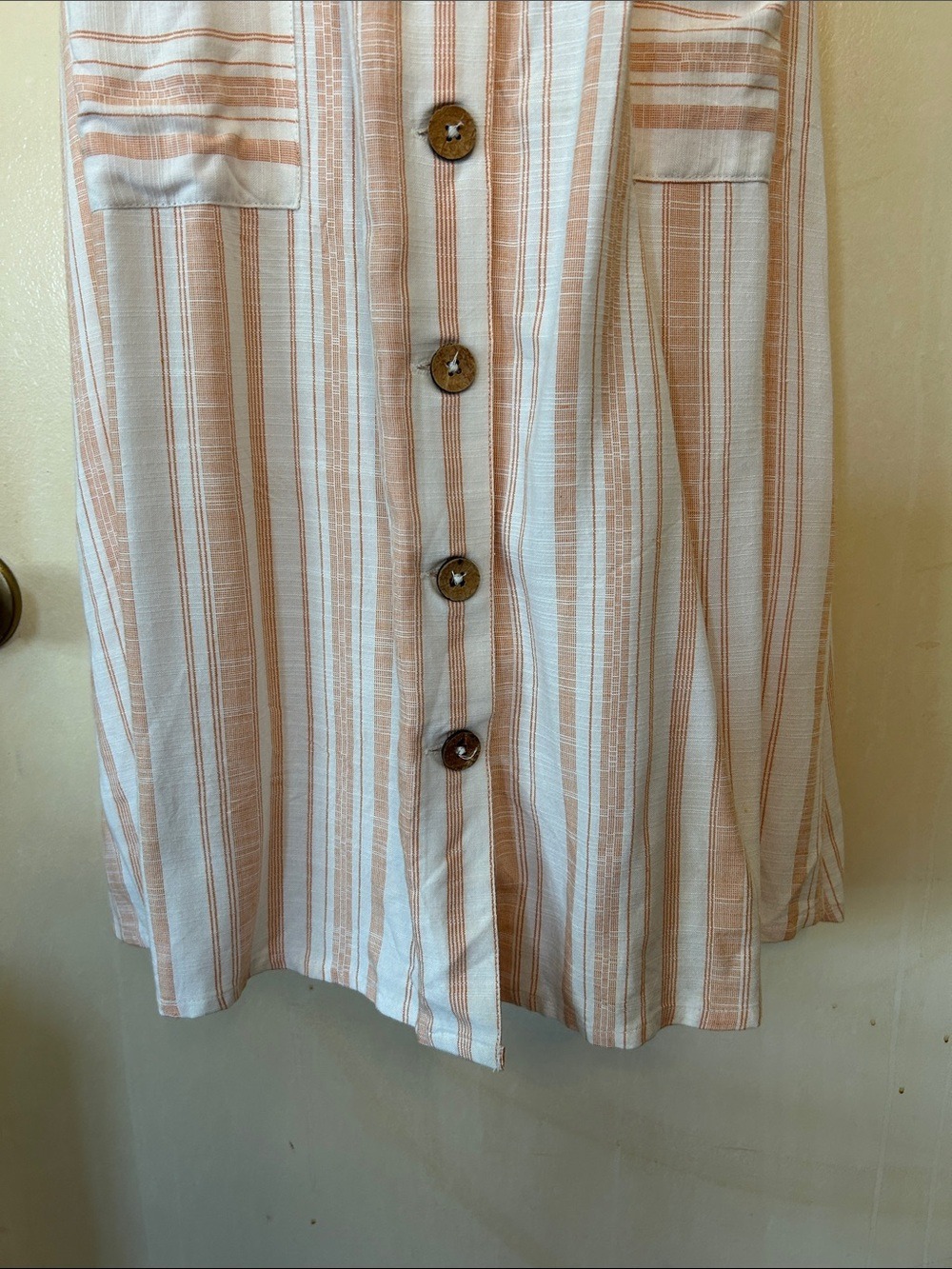 Roxy Peach and White Striped Button-Front Midi Dress size XS - Picture 5 of 11